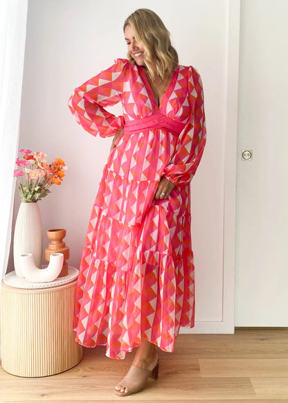 Grace Maxi jurk met V-hals