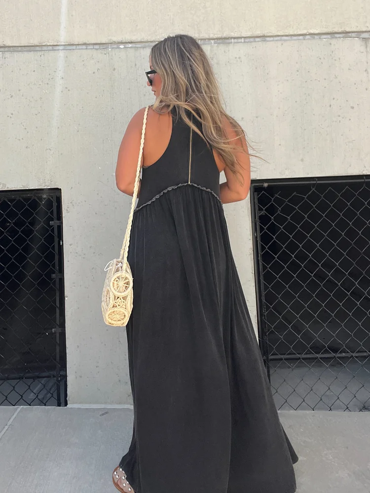 Eenvoudige, casual maxi-jurk met split