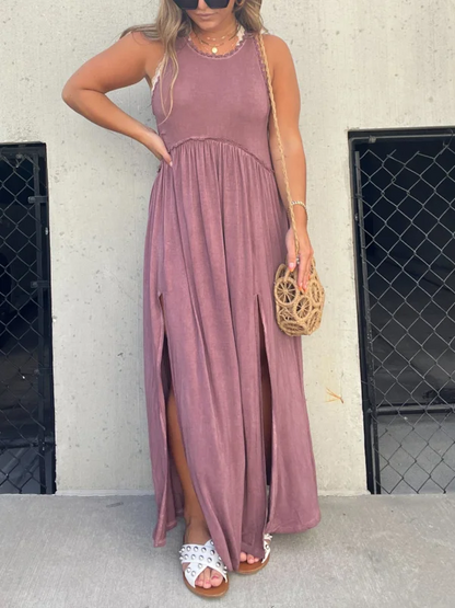 Eenvoudige, casual maxi-jurk met split