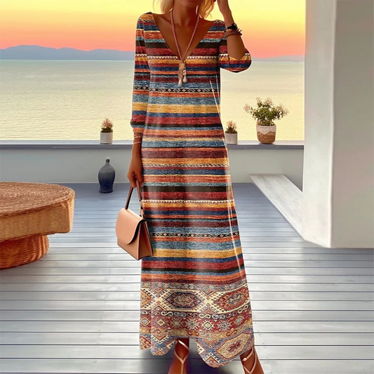 Maxi Dress met lange mouwen en print